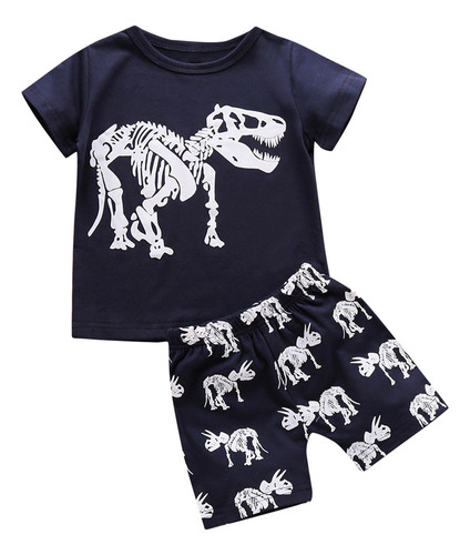 Conjunto De Ropa Corta Con Estampado Suave De Dinosaurios Pa