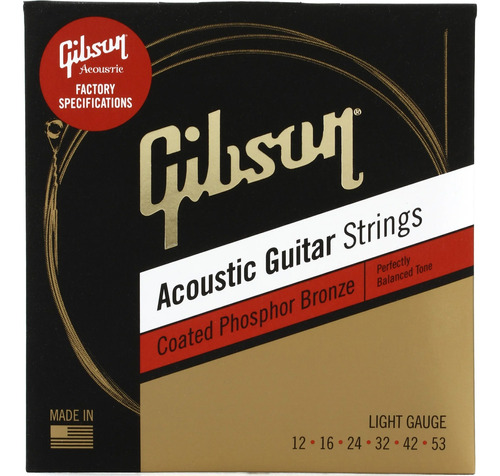 Encordado Gibson Sag-cpb12 Phosphor Bronze Coated 012-053