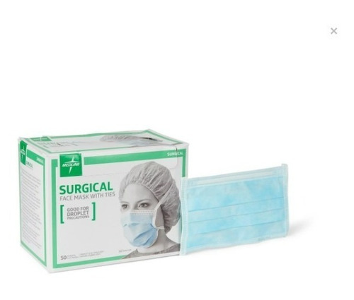 Cubrebocas Quirúrgico Con Lazo Medline (caja C200 Pzs)