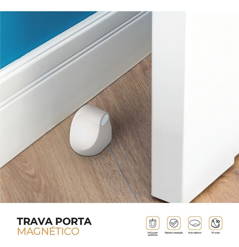 Trava Porta Magnético Original Adesivo Comfort Door - Marrom Claro