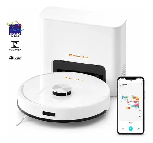 Aspirador Robô Kuanttum X10 Com Base Autolimpeza para Pó e Mapeam...