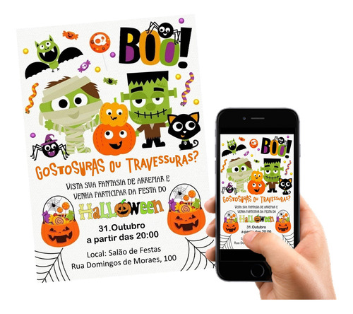 Arte Digital - Festa Halloween Diversos Modelos Infantil