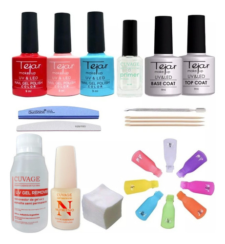 Kit Esmaltes Semipermanente Tejar + Kit Removedor 