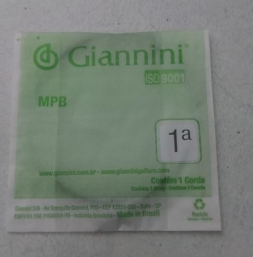 Kit 5 Cordas E Mí (1ª) Violão Nylon Giannini Mpb Genwbg.1-1a