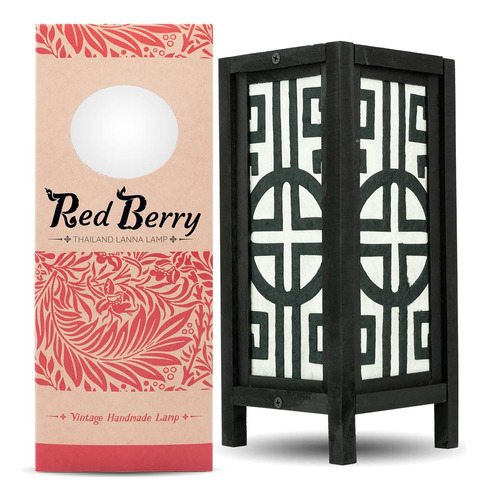 Lámpara De Mesa Japonesa Red Berry Bedside, Lámpara D...