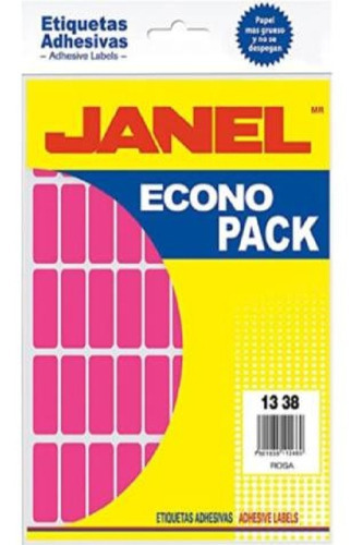 400 Etiquetas Adhesivas Janel Fluorescente 13x38mm Rosa /v