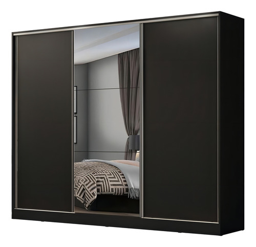 Ropero Closet Madesa Royale 3 Puertas 1 Espejo N Color Negro