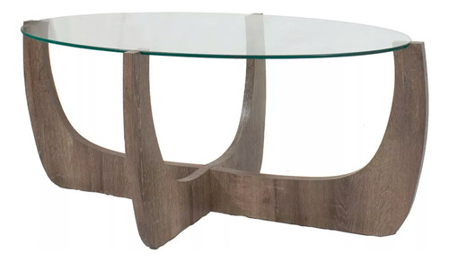 Mesa Ratona Charlotte Living Vidrio C/ Patas Madera Wengue