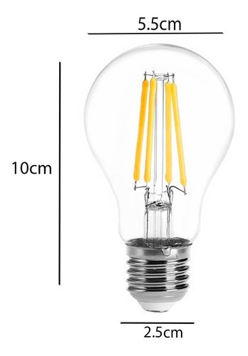 Imagen 5 de 10 de Bombillo Led Vintage Filamentos Tipo Edison Luz Calida 2700k