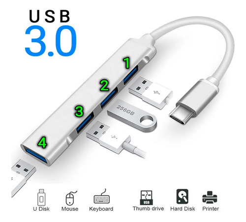 Hub Multipuerto Usb A Tipo C 3.0 4 Puertos, Tienda Fisica 