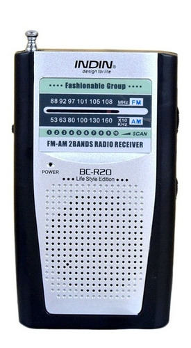 Rádio Receptor Indin Bc-r20 Am/fm Prata Importado