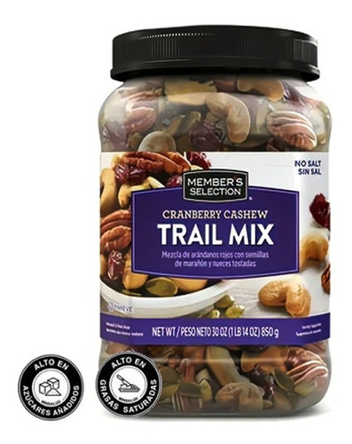 Trail Mix Members Nueses Sin Sal 850g