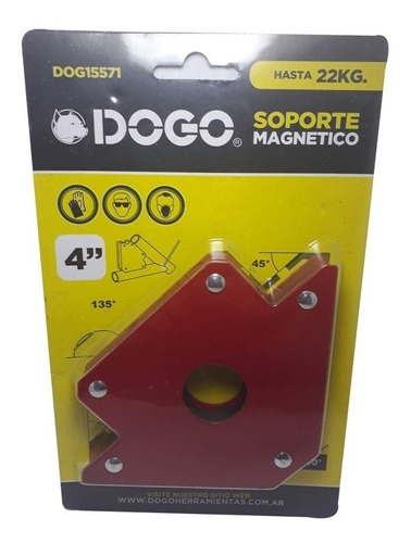 Imagen 3 de 8 de Escuadra Magnetica Soldar 4'' 22kg Dogo Dog15571