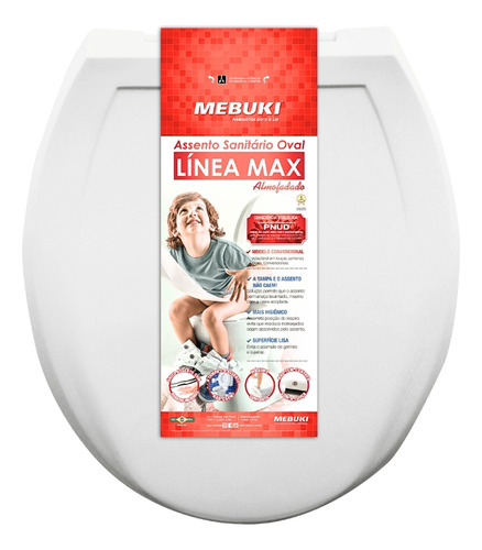 Assento Sanitário Oval Línea Max Branco Op-003102 - Mebuki