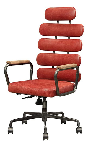 Acme Calan Executive Office Chair - - Vintage Red Top Grain 