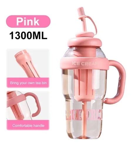 Garrafa De Água 1300ml Com Canudo E Grande Capacidade