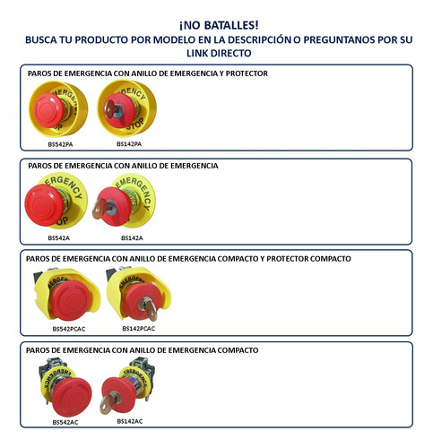 Boton Paro Emergencia Con Llave Na Nc Y Anillo 22mm