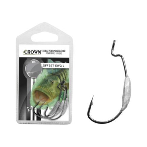 Kit 5 Anzol Pesca Offset 3/0 Lastreado 2,5g Isca Soft Crown