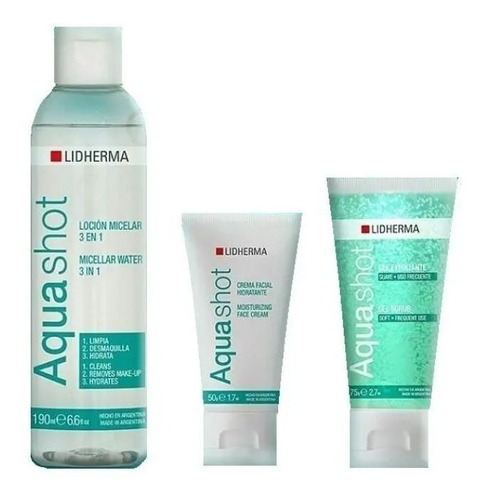 Imagen 1 de 10 de Aquashot Locion + Crema + Exfoliante Lidherma