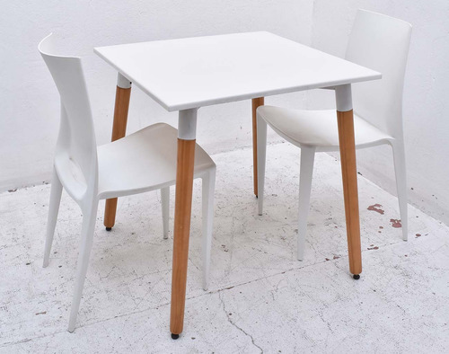 Combo Mesa Bar Eames 70 + 2 Sillas Napoli - Muebles Castelar Blanco Liso