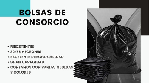 Imagen 2 de 10 de Bolsa De Residuo Consorcio Basura Negras 80x110 X100u