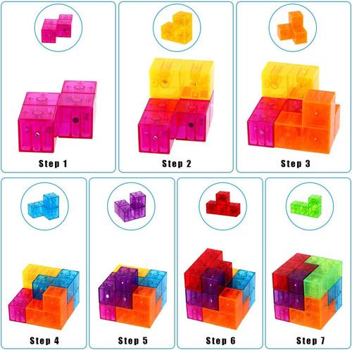 Bloques De Construcción Magnéticos 3d Con 54 Tarjetas Para N