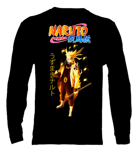 Polera Manga Larga Naruto Shippuden - Naruto Modo 6 Caminos