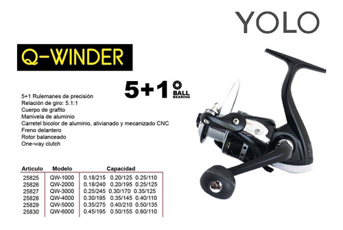 Reel Yolo Q-winder 3000 Freno Delantero 6 Rulemanes.