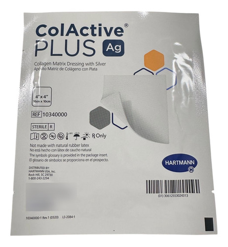 Apósito Colágeno Colactive Plus Ag 10x10 Cm 1 Pz, No Factu Azul Marino