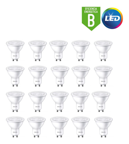 Dicroico Led  Philips Ecohomegu10 3.8-50w Luz Blanca Pack 20