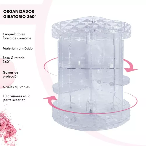  Vitrinas de cosméticos Rotación de 360 grados Organizador de  maquillaje Organizador de almacenamiento de cosméticos Estante de  escritorio de habitación de mujeres Maquillaje de plástico Cuidado de la  piel Organizar organizador