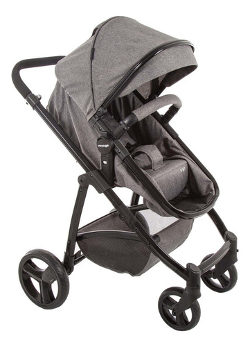 Carrinho Bebê Travel System C/ Moisés 3em1 0 Até 15kg Voyage Cor Cinza Cor do chassi Cinza