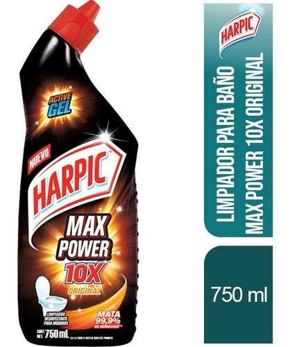 Limpiador Para Baño Harpic Max Power Original 10x 750 Ml