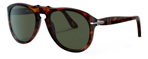 Óculos de sol Persol PO0649 Large armação de acetato cor havana, lente verde de cristal clássica, haste havana de acetato