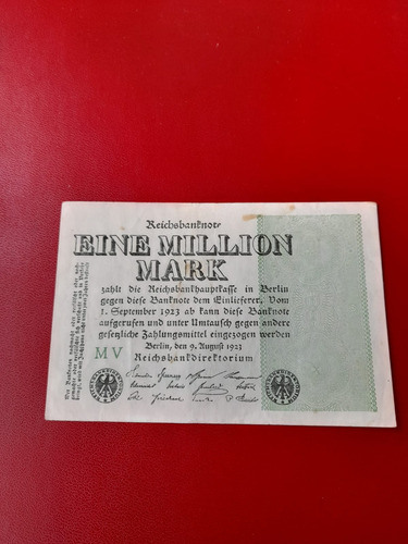 Billete 1 Millon De Marcos Alemanes 1923 (Usado)