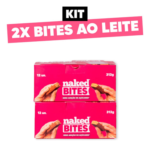 Naked Bites - Wafer Leite Em Pó Com Chocolate Kit 2x