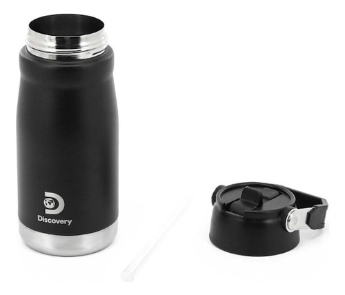 Botella Termica Discovery Con Manija Plegable 650ml Deporte Negro