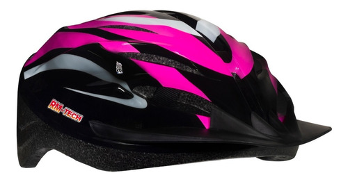 Casco Bici C/luz Ajustable Unitalla Adulto Rosa/negro/blanco