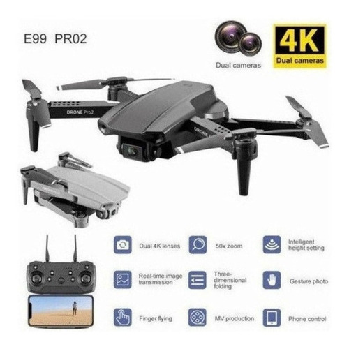 Mini Drone 4k Câmera Dupla E99 Profissional Crianças Mini Ua Cor Preto