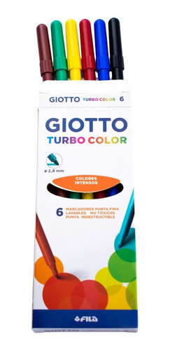 Marcador Fibra Giotto Turbo Color X 6 Colores Surtido