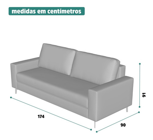 Sofá Loft 174 Cm Linhão Marrom Com Preto 3 Lugares