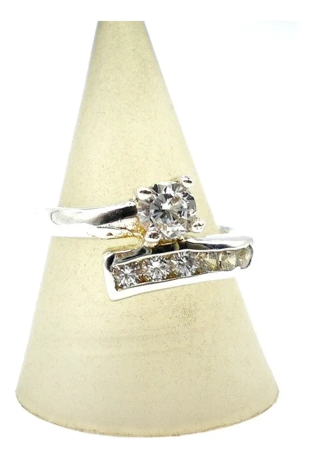 Anillo Plata 925 Y Zafiros Blancos