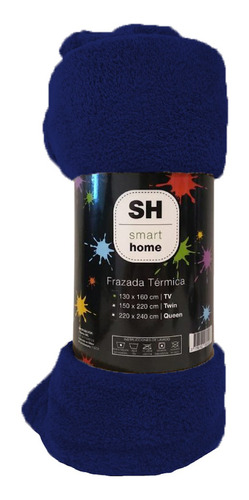 Frazada Mantra Smart home color azul marino con diseño liso de 240cm x 220cm