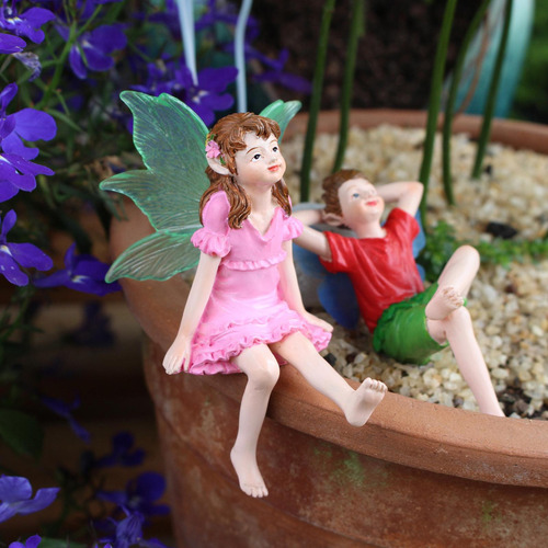 2 Piezas Mini Estatuas De Jardín De Hadas Figuras De Hadas