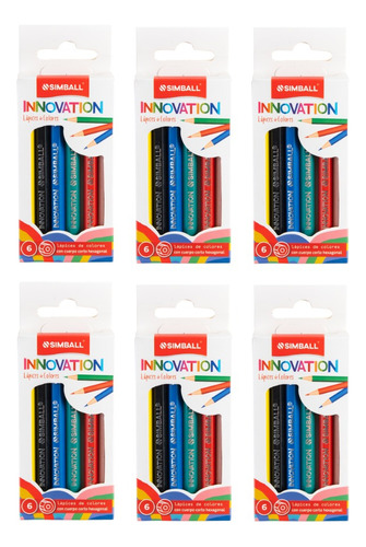 6 Cajas De Lapices Cortos Simball Innovation X 6 Colores