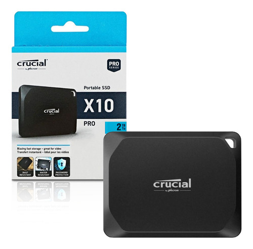 SSD externo de 2 TB, USB C 3.2, 2100 m, X10 Pro Series Crucial