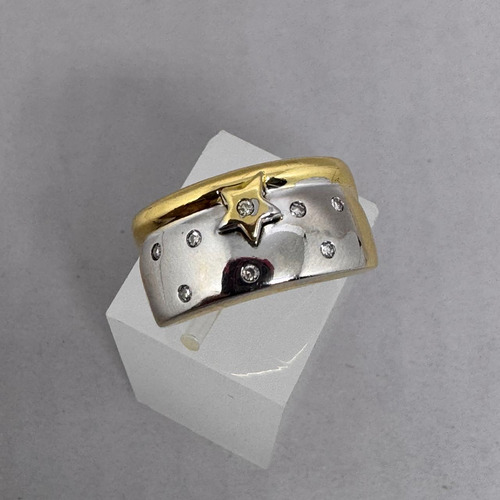 Anel Ouro 18k 750 C/ Diamantes Aro 19 7,3g (Usado)