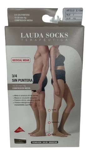 Medias Compresión Laudasocks ® 3/4 Unisex Sin Puntera 15-20