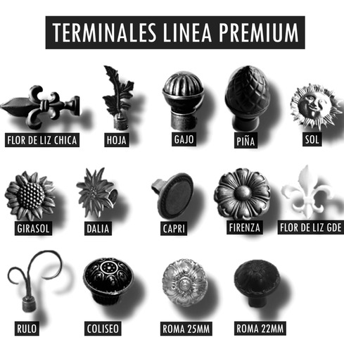 Barral Cortina Ironwood 22mm A Medida De 1 A 4m Linea Nakash Negro Terminal Flor De Liz