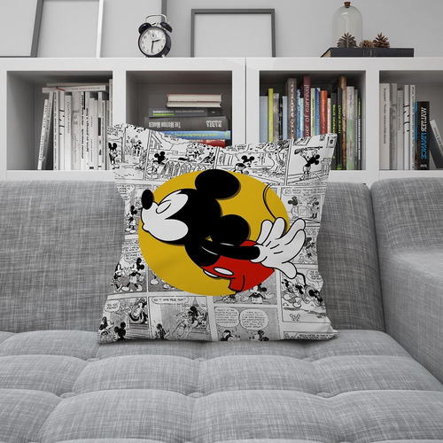 Imagen 2 de 3 de Almohadón Mickey Relleno Vellon Siliconado Desmontable 38x38
